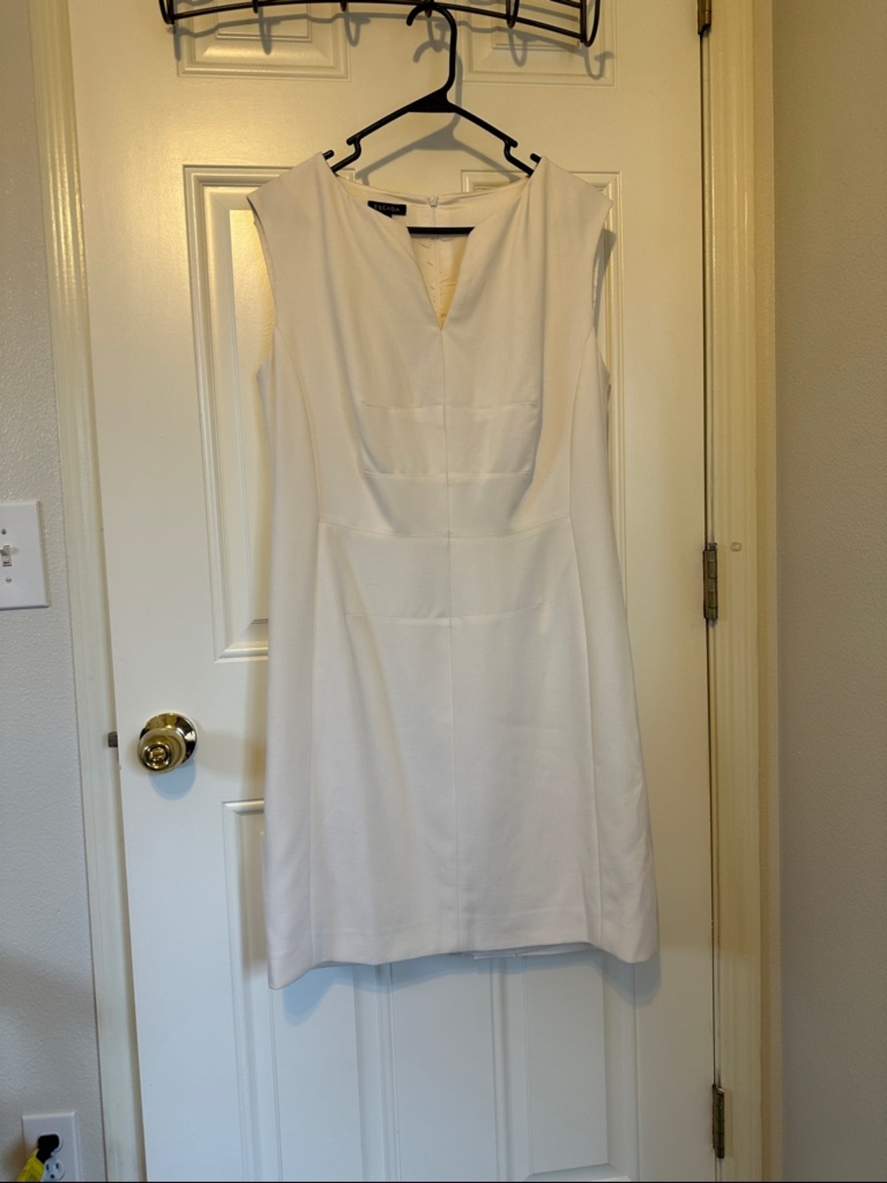 Escada off white Sleeveless Midi Sheath Dress